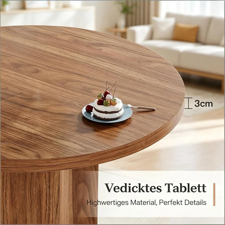 Moderne Besprechungstisch,Runder Bürotisch,Kleine Kaffeetisch,Konferenztisch(nur Tisch)--Braun--80x80x75.5cm--YOUDENOVA – Bild 4