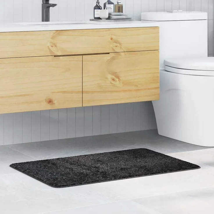 vidaXL Rutschfeste Badmatte Dunkelgrau 60 x 90 cm PP 4019834