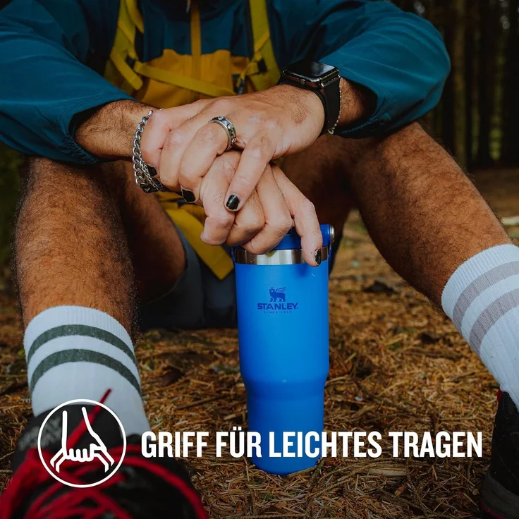Stanley Flip Straw Tumbler 1.0 Trinkflasche Mit Strohhalm 0.89L - Thermosflasche Hält 12+ Stunden Kalt - Spülmaschinenfest - Sportflasche - Wasserflasche BPA Frei - Iris – Bild 6