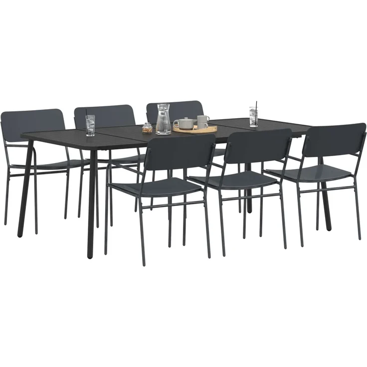 vidaXL Essgruppe 7 stk. Anthrazit 200 x 100 x 72 cm Stahl 3422857 – Bild 3