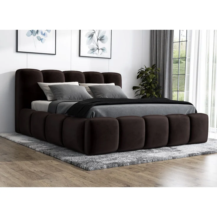 A&J MöbelLand 'Sonic' Polsterbett, Polyester, Espresso, 90 x 200, mit Lattenrost, mit Bettkasten – Bild 2