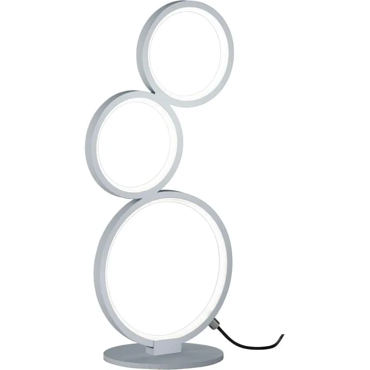LED Tischleuchte RONDO dimmbar mit 3 Ringen, Höhe 45cm, Silber