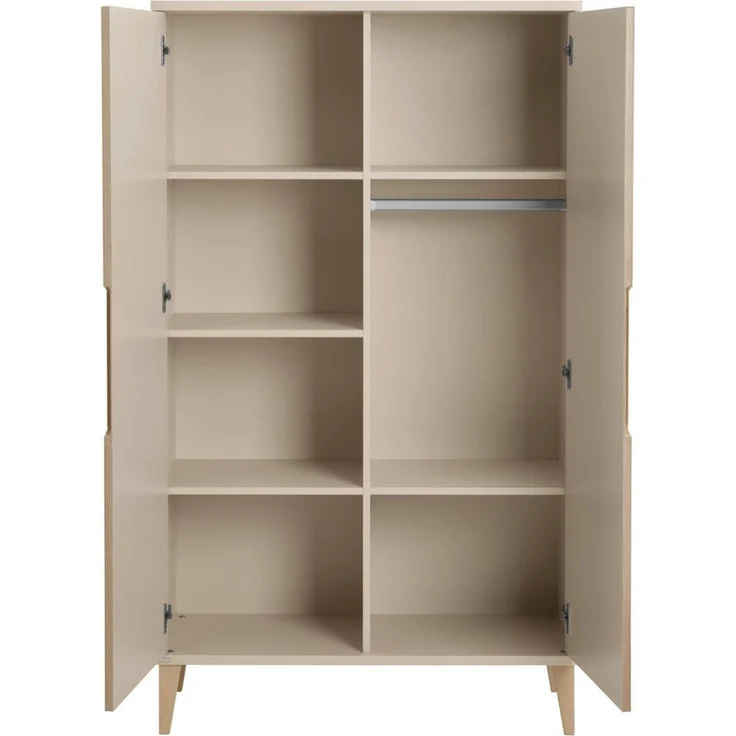 PAIDI Kleiderschrank JONTE in Beige & Eichefarben mit gerillten Türen, verschiedene Größen (B/H/T ca. 95-141/164-207/40-56cm, mit 2 oder 3 Türen + Tiny-Variante) stabiler Drehtürenschrank mit Massivholz-Füßen, Soft-Close-Funktion – Bild 3