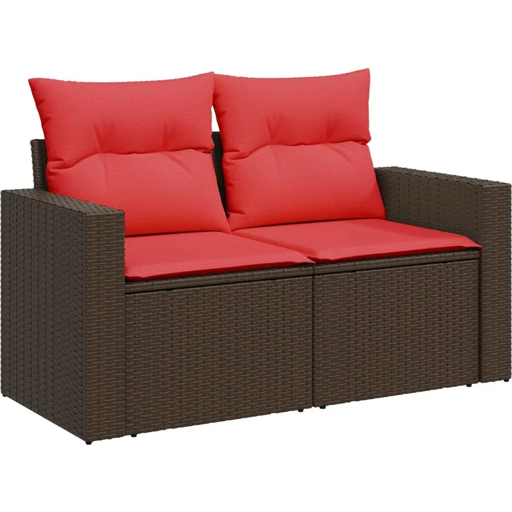 vidaXL Sofa Set 6 stk. Braun und Rot Polyrattan und Stahl 3447403 – Bild 3