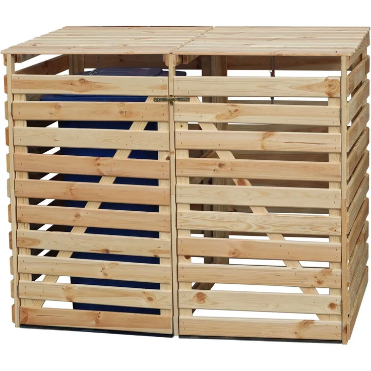 promadino Mülltonnenbox Vario V, für 2 x 240 l, holzfarben