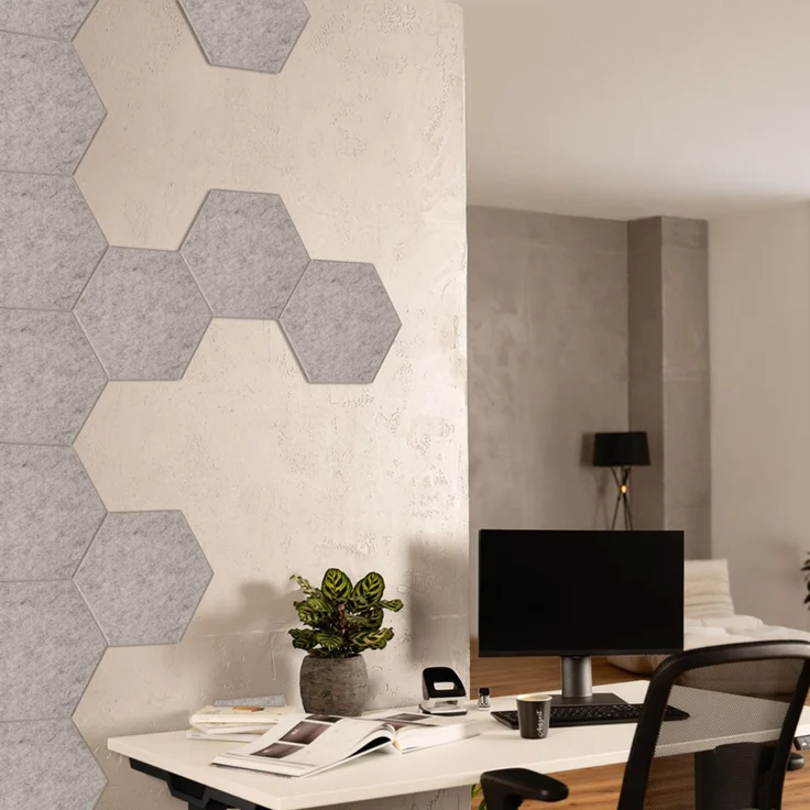 HOME DELUXE Akustikplatten Hexagon selbstklebend SILENT - 20er Set Hellgrau – Bild 3