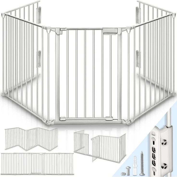 KIDUKU Kaminschutzgitter 300 cm Grau Baby Absperrgitter Ofenschutzgitter Laufstall Türschutzgitter – Bild 1