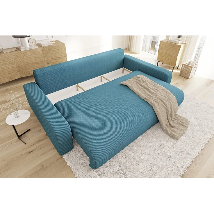 S-Style Möbel Schlafsofa Emma mit Schlaffunktion und Bettkasten in Cord-Stoff – Bild 3