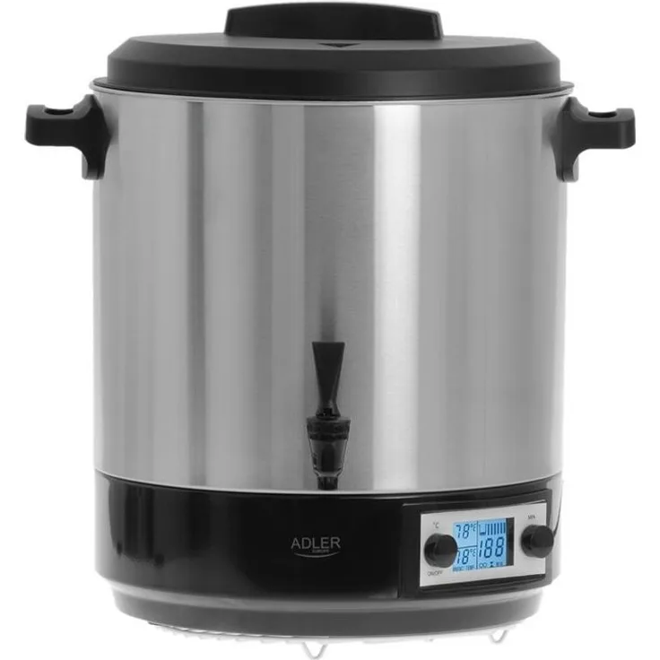 Adler Kochtopf AD 4496, Elektrischer Pasteurisierungstopf, 28L, 2600W, LCD Anzeige, silber
