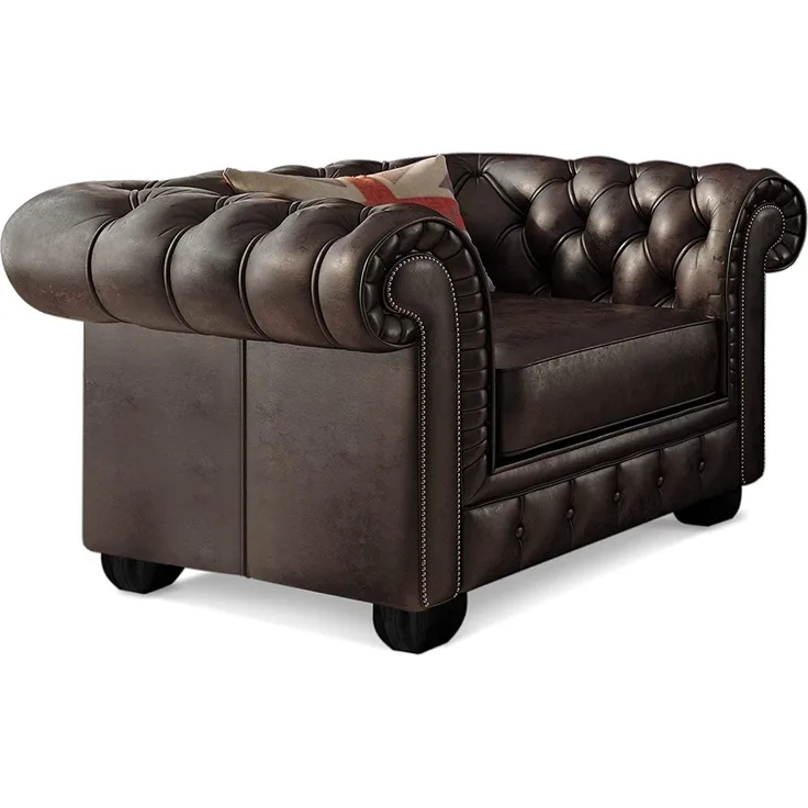 Möbel-Eins CHESTERFIELD Echtleder Sessel BRADFORD, antikbraun