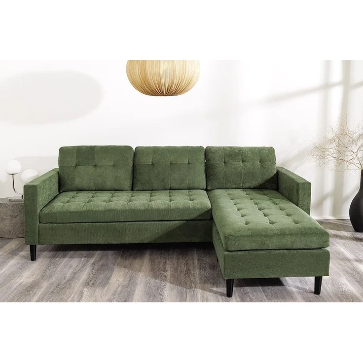 riess-ambiente Ecksofa STOCKHOLM 220cm grün · Couch mit Cordbezug und Federkern, Einzelartikel 1 Teile, 3-Sitzer in L-Form · inkl. Kissen · Ottomane rechts & links · Retro – Bild 3