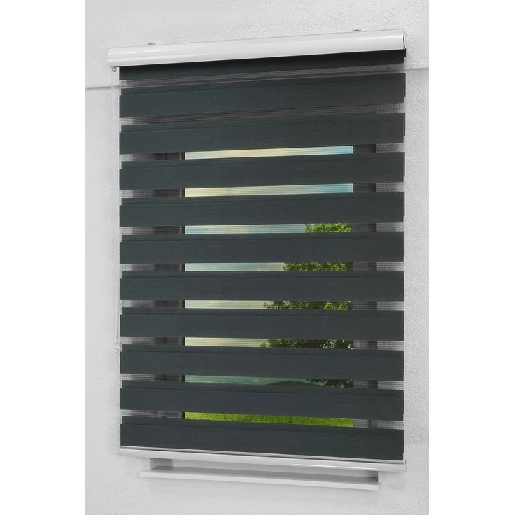 Lysel - Qualitätsdoppelrollo schwarzgrau, (B x H) 220cm x 175cm in schwarz/schwarzgrau – Bild 5