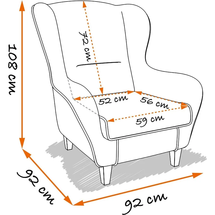 Supellex Sofia Ohrensessel mit Hocker | Design Kunstleder Texas Rehbraun – Bild 5