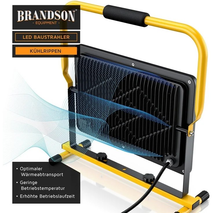Brandson Baustrahler, LED fest integriert, Warmweiß, 150 Watt LED, Arbeitsscheinwerfer, Bauscheinwerfer, Arbeitsleuchte – Bild 1