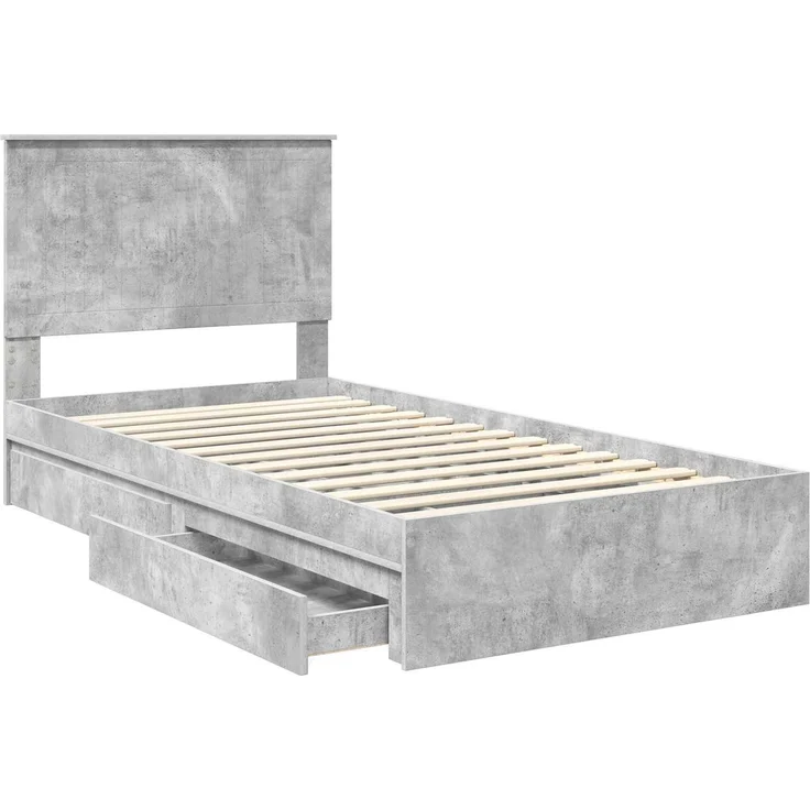 vidaXL Aufbewahrungsbett Beton Grau 100 x 200 cm Holzwerkstoff 3411239 – Bild 4