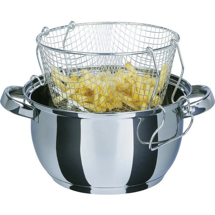 GSW Frittiertopf 3 l Ø22cm Edelstahl mit Glasdeckel und Frittiereinsatz – Bild 4