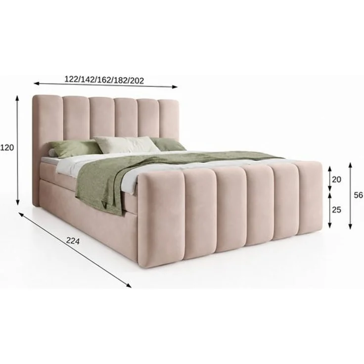 thematys Boxbett mit Bettkasten 180x200cm, mit Bonnellfederkernmatratze H3, Bouclé/Velours, mit Stauraum, mit 3 cm Topper, Hellgrau (Fredo 30) – Bild 6