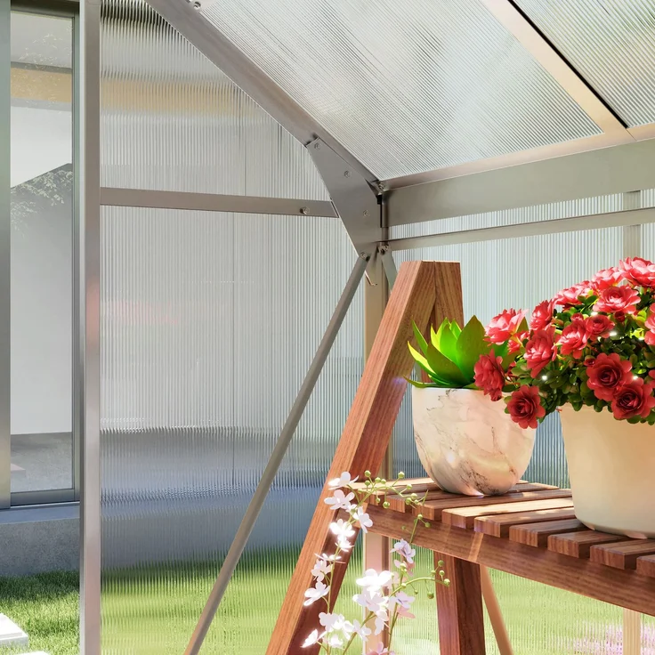 Outsunny Gewächshaus, Aluminiumlegierung, Polycarbonat, Silber, 190L x 132B x 201H cm – Bild 8