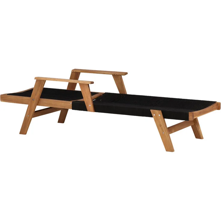 Gardenson Sonnenliege, Schwarz, Akazie, Gartenmöbel, 73x35x200 cm