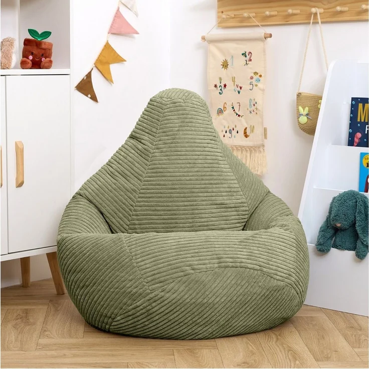 icon Sitzsack Kinder Sessel aus Cord Flauschig „Dalton", 69x59x65cm, Made in Germany, für Kinderzimmer, mit Füllung – Bild 2