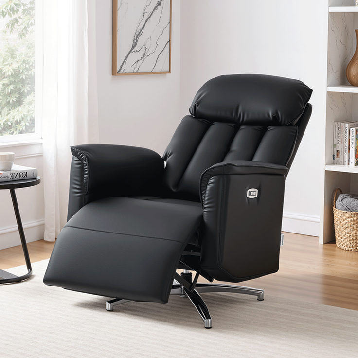 HOME NATURE WOHNKONZEPT Elektrischer Relaxsessel mit USB-Anschluss, elektrisch verstellbarer TV-Sessel mit Liegefunktion, Kunstleder Schwarz, bis 350 kg, FT9202 – Bild 6