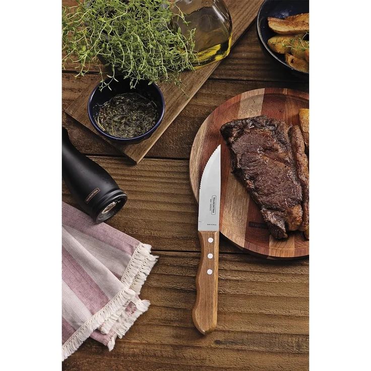 Tramontina Dynamic Steakmesser Jumbo, 4-teiliges Set, rostfreier Edelstahl, Holzgriff, 4 Steakmesser – Bild 7
