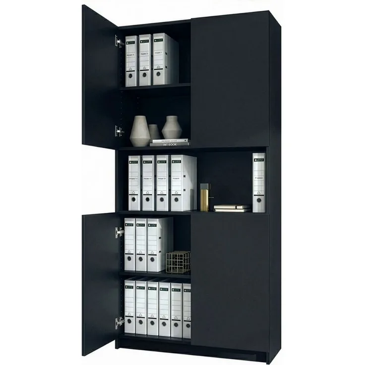 InnoFurn Aktenschrank Elona M2 Büroschrank (Ordnerschrank, Schrank für Büro, Home Office (82 x 184 x 37 cm) Aufbewahrungschrank mit Soft-Close & Push-to-Open