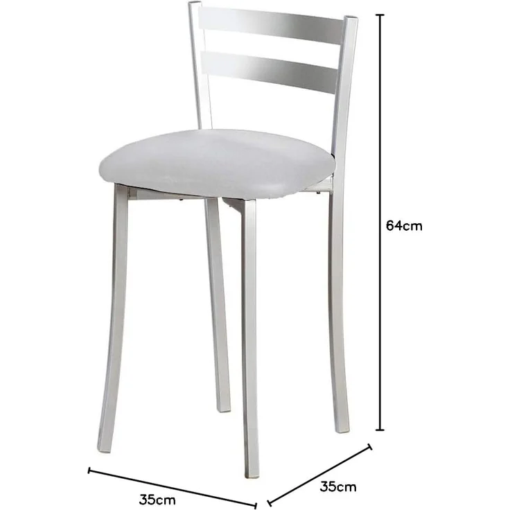 ASTIMESA Zwei Küchenhocker mit Rückenlehne, Metall, Kunstleder, Grau, Sitzhöhe: 45 cm (TABFRGR) – Bild 5