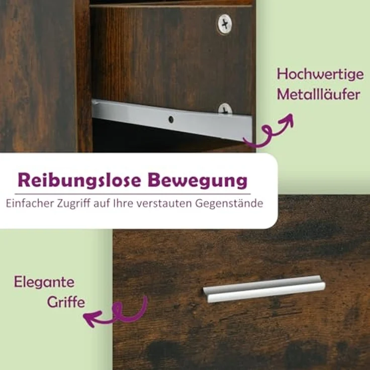 vidaXL Unterschrank, Küchenschrank mit Schublade 2 Fächern, Geschirrschrank für Küche, Küchenunterschrank Schrank Küchenmöbel, Räuchereiche – Bild 5
