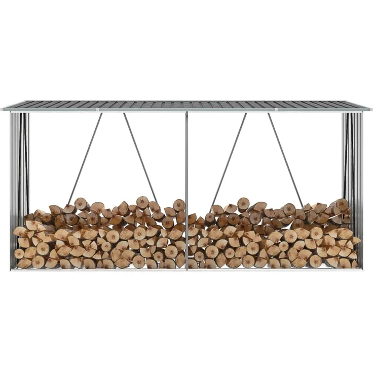 vidaXL Brennholzlager aus verzinktem Stahl 330x84x152 cm Grau 44859 – Bild 1