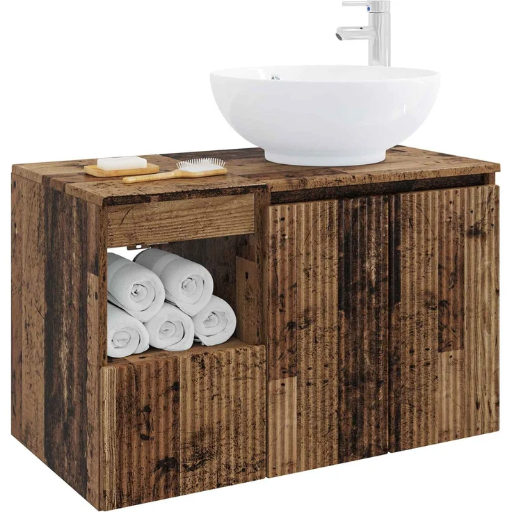 vidaXL Badezimmerschrank-Set 2 stk. Altholz 79,5 x 44,5 x 80 cm 3404092 – Bild 3