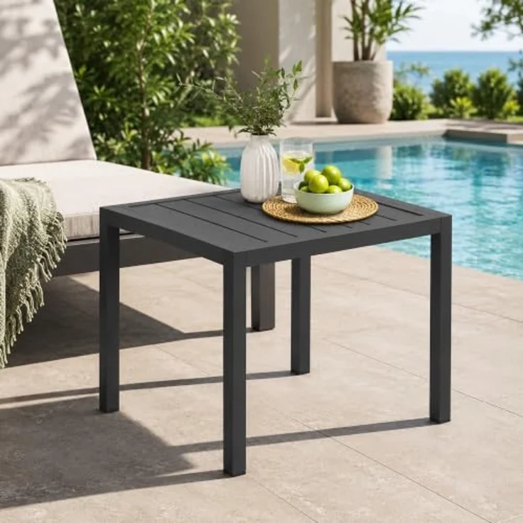 Mucola Gartentisch Aluminium Beistell Balkontisch rechteckig wetterfest Anthrazit Tisch Outdoor hitze- und wetterbeständig Terrassentisch – Bild 7
