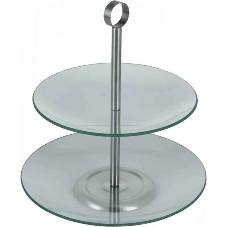 Etagere Ø25x17cm 2Ablagen Glasplatten Servierteller Servierplatte