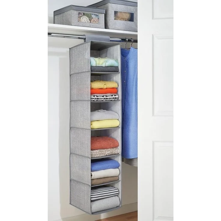 Hängender Stoffschrank mDesign perfekte Hängeaufbewahrung mit 6 Fächern Grau – Bild 2