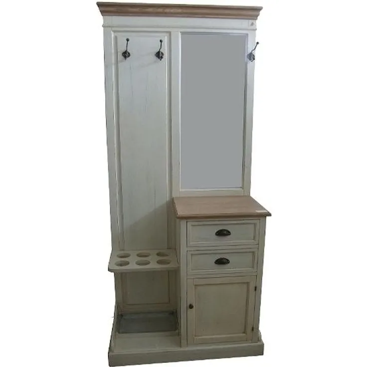 Garderobe Florence mit Spiegel MDF Holz&Weiß