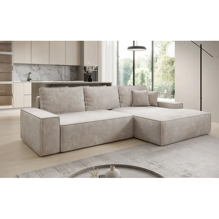 Luxusbetten24 Schlafsofa Designer Sofa Verona mit breiter Ottomane, mit Schlaffunktion und Stauraum – Bild 2