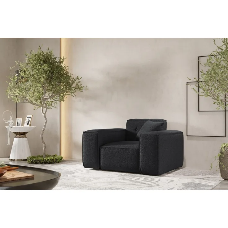 Sessel Designersessel CESINA in Stoff Ascot Bukla Schwarz