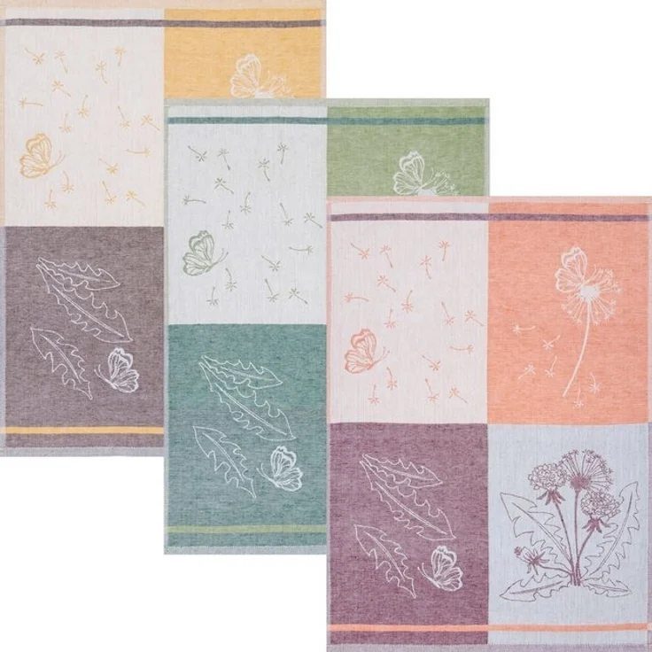 Kracht Geschirrtuch Geschirrtuch "Pusteblume" 3er-Pack, Halbleinen Motiv – Bild 4