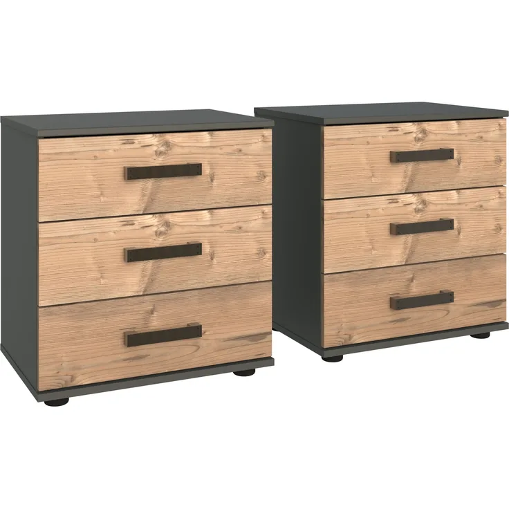 Stylefy Split 2er Set Nachttisch II Edeltanne Graphit