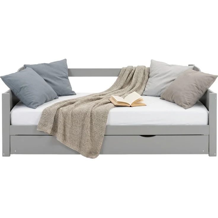 Kinderbett 90x200 cm Tagesbett Ausziehbett Jugendbett Holzbett Grau Kojenbett Gästebett Funktionsbett – Bild 8