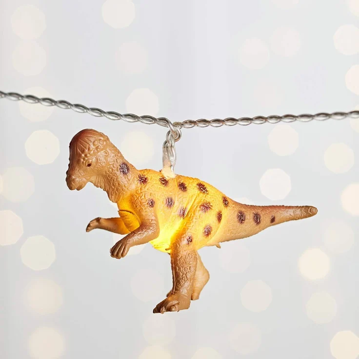 Lights4fun LED-Lichterkette 12er bunte Lichterkette Dinosaurier Batteriebetrieb – Bild 3
