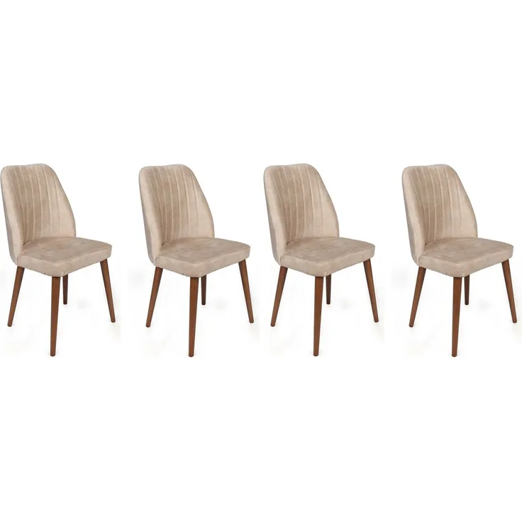 Skye Decor 'Alfa-464 V4' Stuhlset (4-teilig), Creme / Walnuss, 50 x 90 x 49 cm