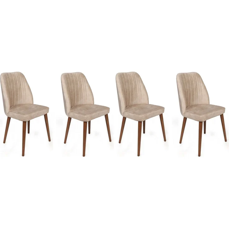 Skye Decor 'Alfa-464 V4' Stuhlset (4-teilig), Creme / Walnuss, 50 x 90 x 49 cm – Bild 1
