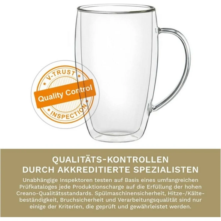 Creano Teeglas Thermoglas mit Henkel „DG-SHH“ 400 ml, 2er Set, Borosilikatglas, 2 Gläser – Bild 3