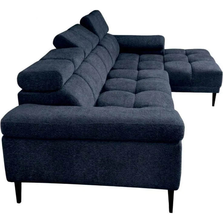 Ecksofa Schlafsofa SENVELIO RELAX in Stoff Glam Dunkelblau Ottomane Rechts – Bild 4