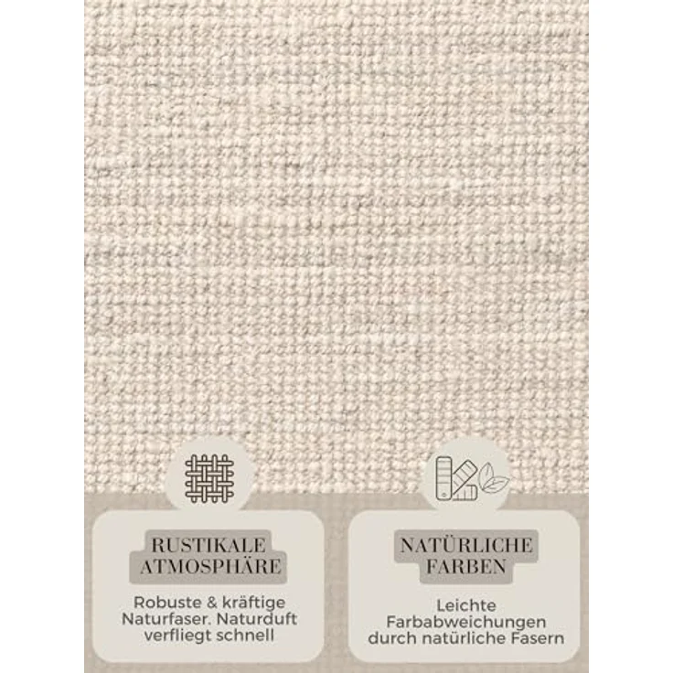 Hanse Home Jaipur Juteteppich - Natur Wohnzimmerteppich aus 100% Jute, Handgewebt & Natürlich - Robust & Pflegeleicht - Boho Naturfaser Jute Teppich für Wohnzimmer, Schlafzimmer - Weiß, Ø 160 cm – Bild 4