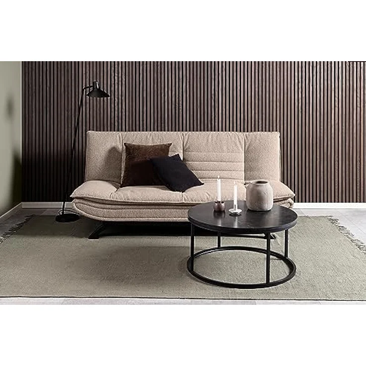 AC Design Furniture Jasper Schlafsofa in Beige, mit 3 Liegepositionen, Moderner 3-Sitzer ohne Armlehne, Gepolstertes Sofa mit Bouclé-Bezug und Schwarzen Beinen, B: 196 x H: 91 x T: 98 cm – Bild 3