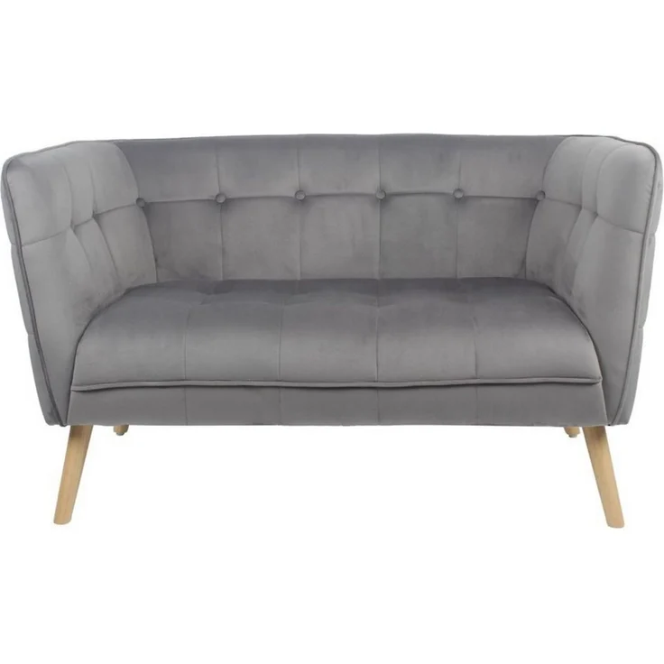 Happy Home Loungesofa Moderner 2-Sitzer Sitzbank mit Armlehne aus Samtbezug grau – Bild 3