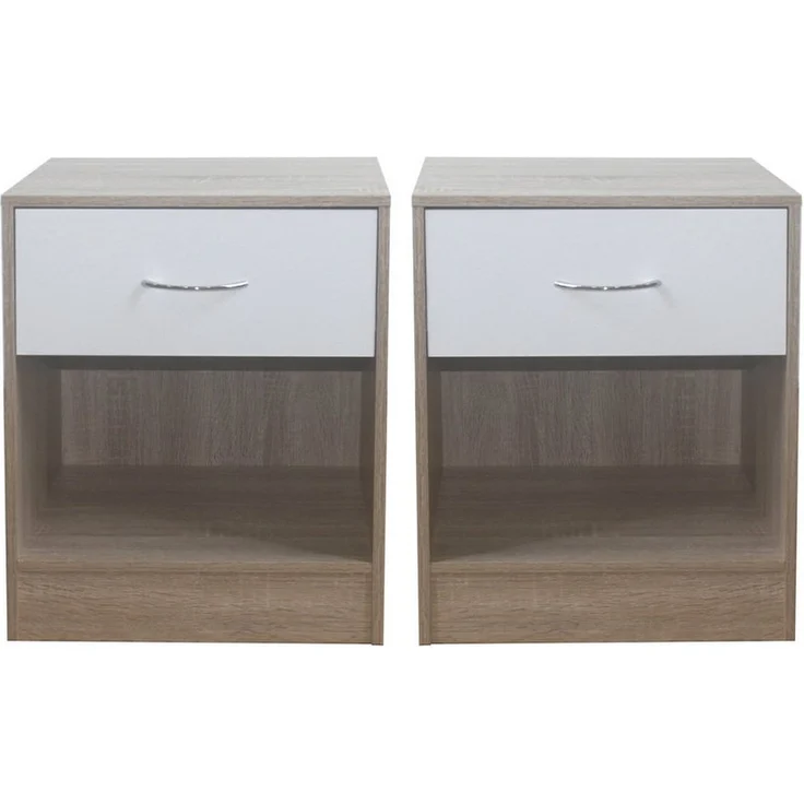 HTI-Living Nachtschrank Nachtschrank 2er Set Thekla Sonoma/Weiß (Set, 2-St, 2 Nachtschränke) Nachttisch Nachtkommode – Bild 4