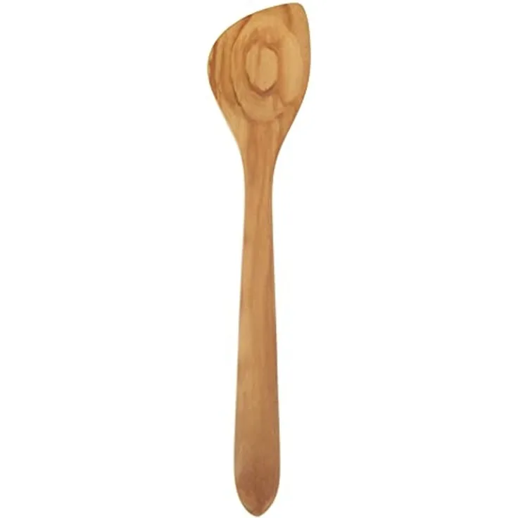 Continenta Kochlöffel mit Ecke, Rührlöffel, Holzlöffel, Küchenhelfer, Kochzubehör, Olivenholz, L 30 cm, 4922